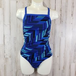 Speedo Girls Swimsuit 12/28 Blue Black Endurance